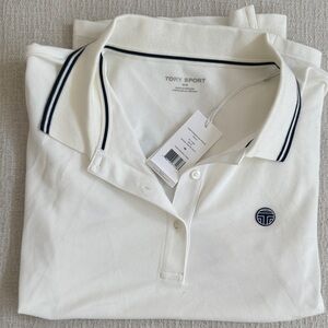 Tory Sport White Polo size M with Navy Accent Trim- NWT